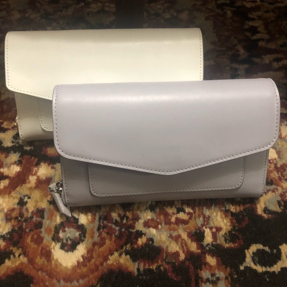 White & Light Cerulean Clutch w/straps